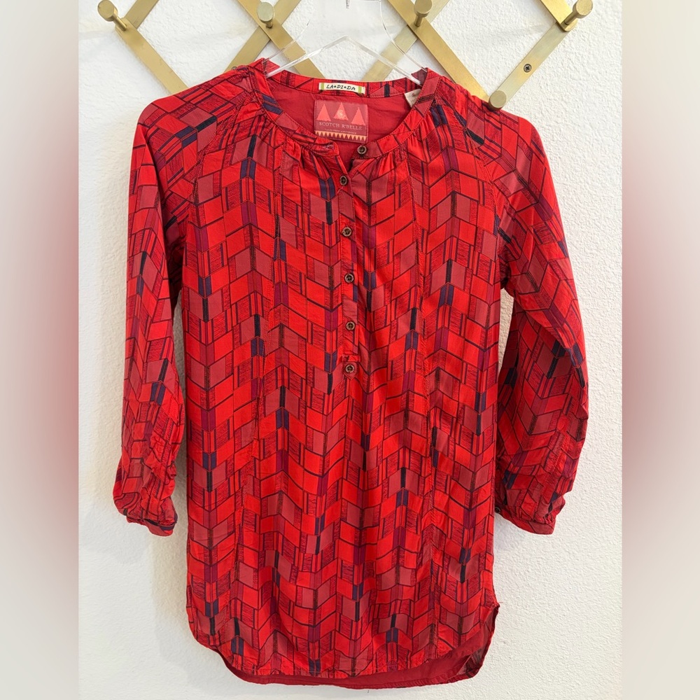 Scotch & Soda Scotch R’Belle Girls Red geometric Tunic Dress 10